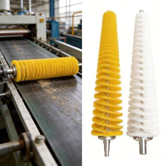Conveyor belt cleaning brushes