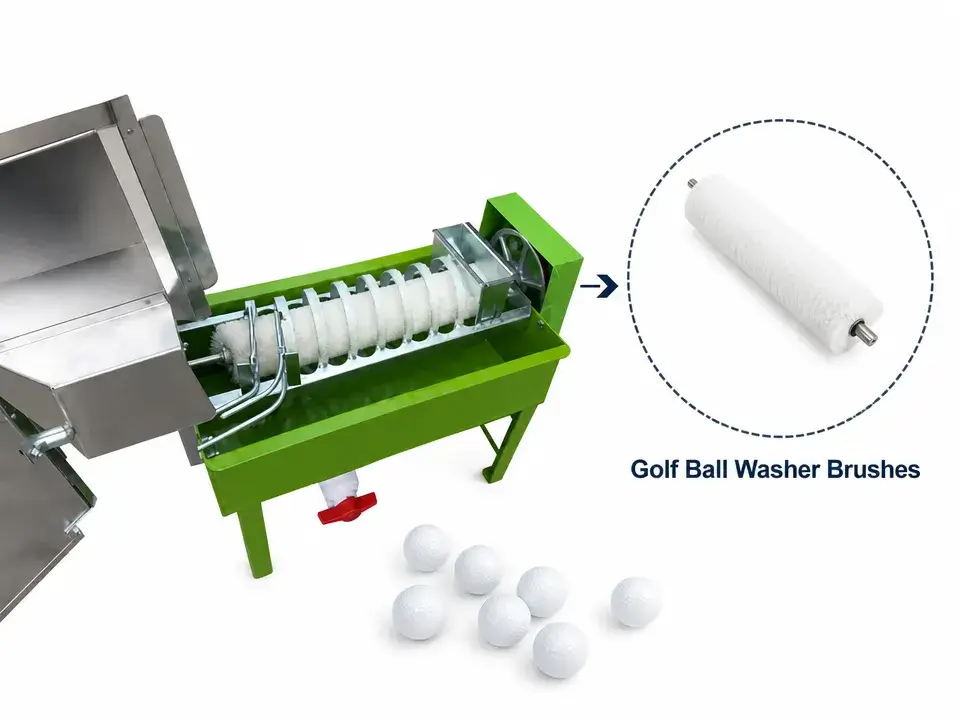 golf ball washer brushes for cleaning machines