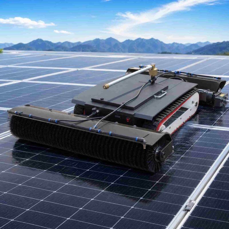 rotating solar panel cleaning brush